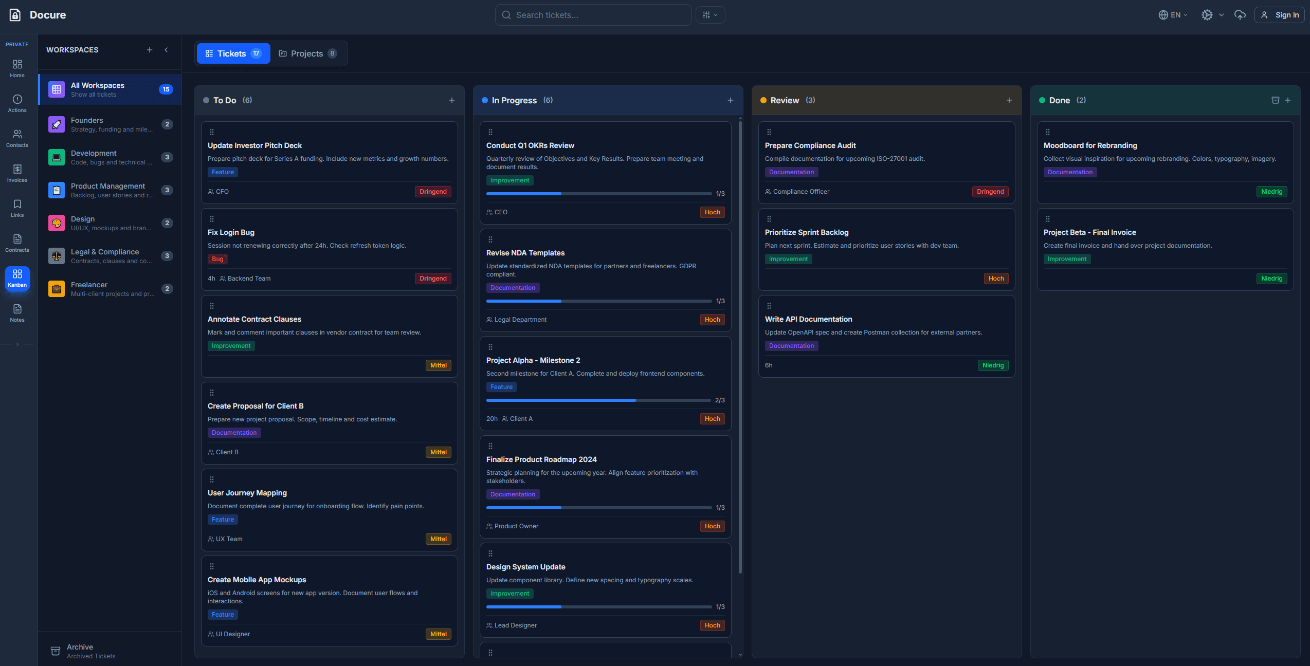 Docure — Kanban Taskboard
