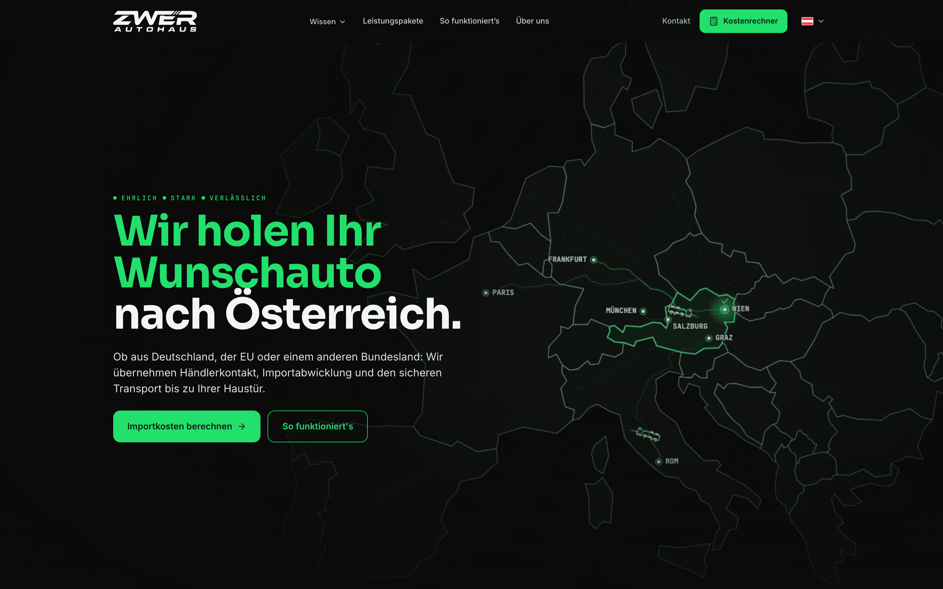 Screenshot der Autohaus-Zwer-Web-Applikation