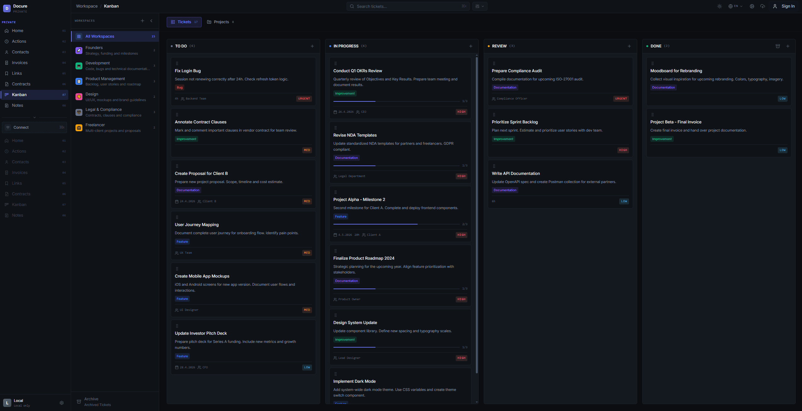 Docure — Kanban Taskboard