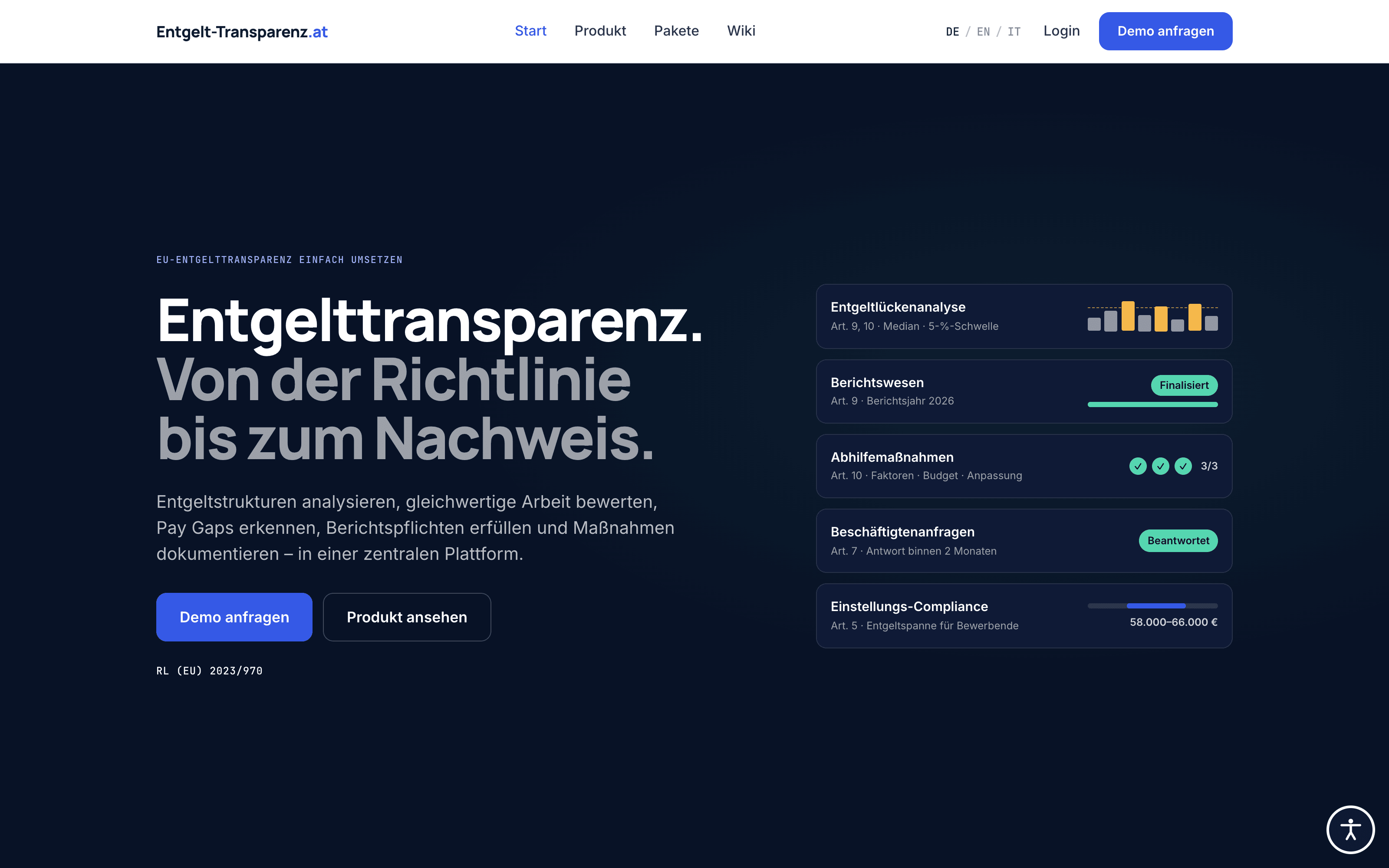 Screenshot Entgelt-Transparenz.at – Software für EU-Entgelttransparenz